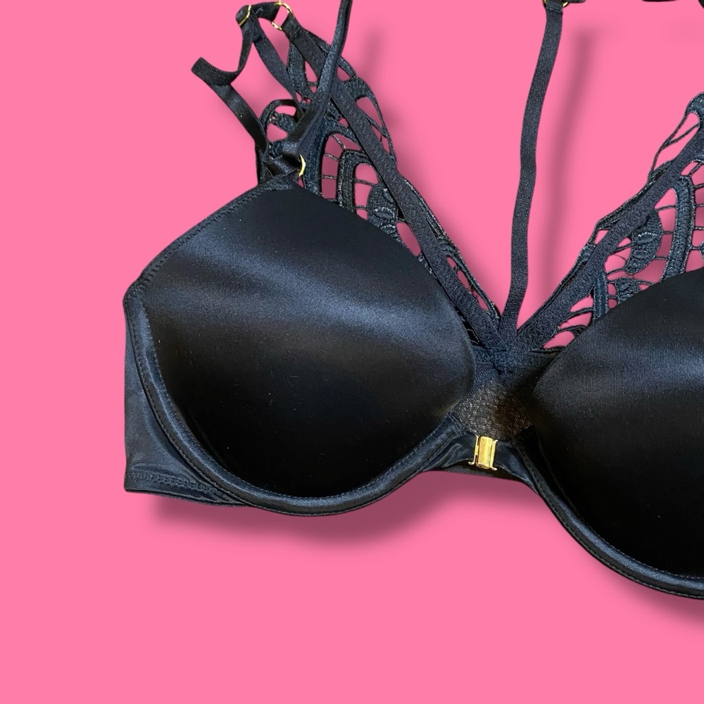 Victorias Secret Black Butterfly Lightly Lined Demi Bra Size 34C - Picture 5 of 8